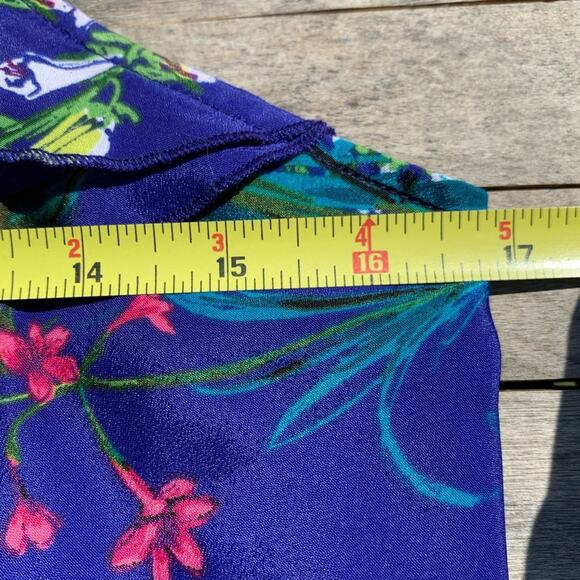 Worthington Blue Floral Top Size Petite Small - Picture 4 of 7